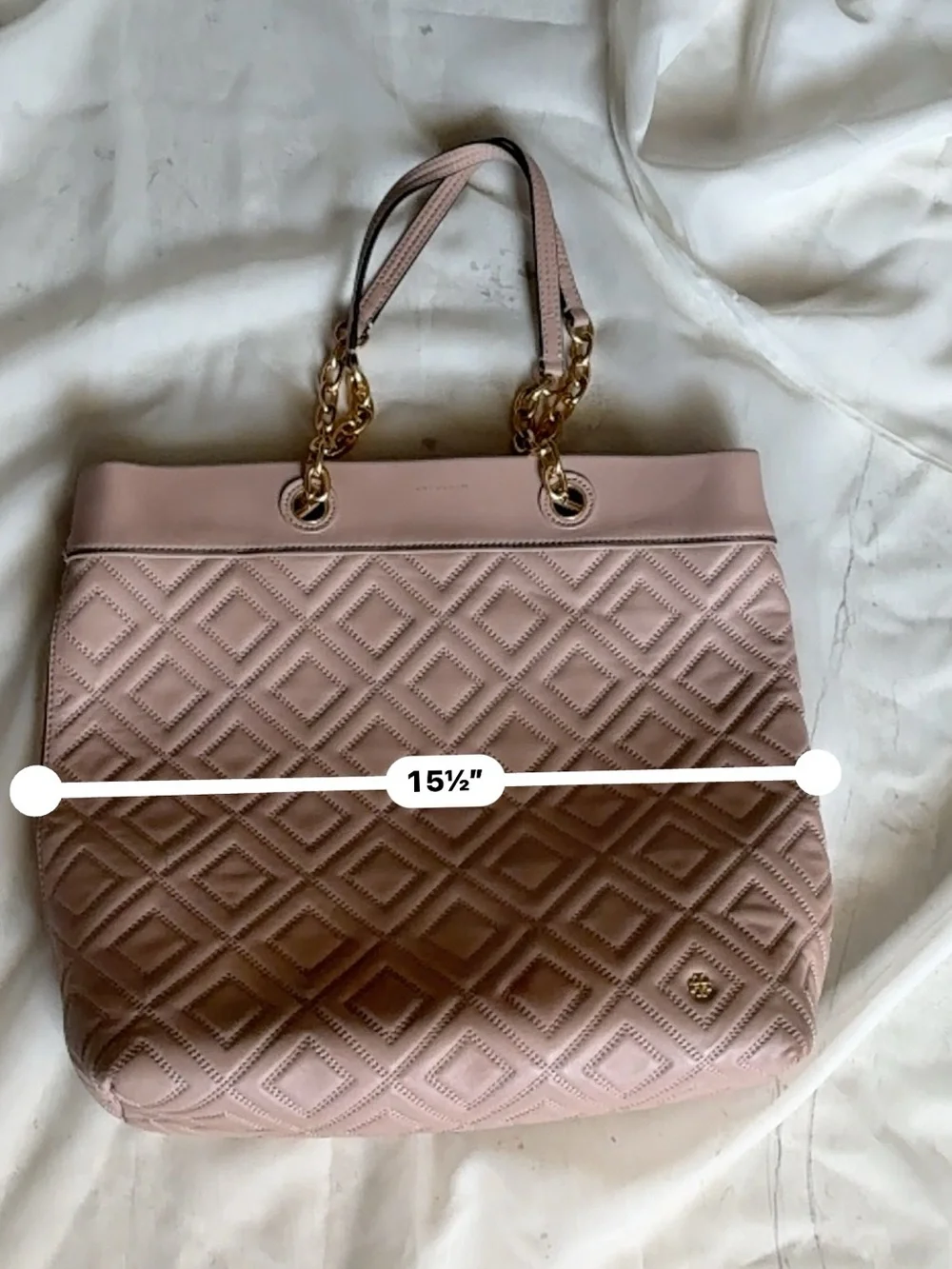 Tory Burch Quilted Tote in Dusty Rose with Gold Hardware